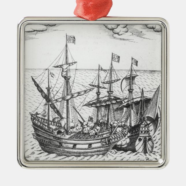 A Spanish Treasure Ship Metal Tree Decoration (Front)