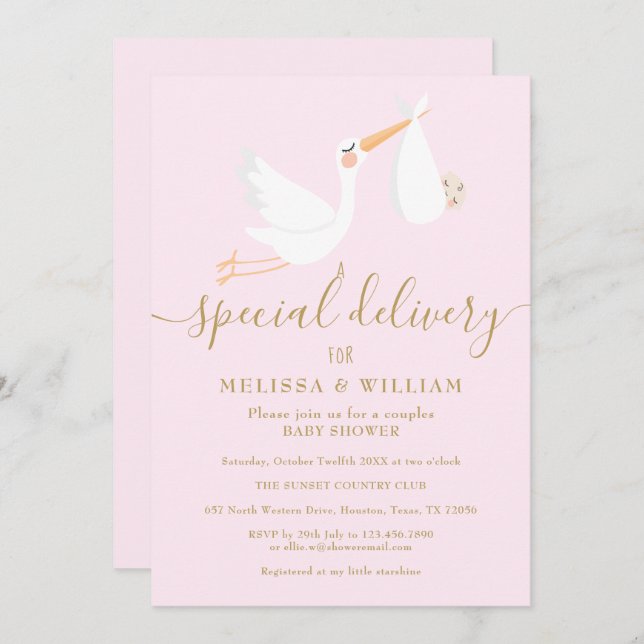 A Special Delivery Baby Couples Shower / Sprinkle Invitation (Front/Back)