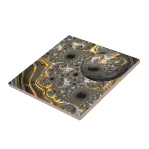 A Spherical Ballet in Silver and Gold Ceramic Tile