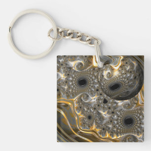 A Spherical Ballet in Silver and Gold Key Ring