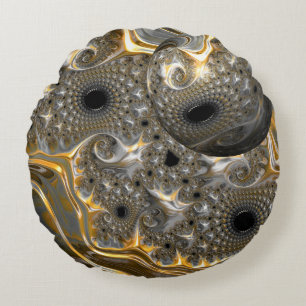 A Spherical Ballet in Silver and Gold Round Pillow