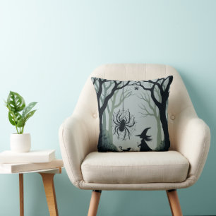 A Spider A Witch And A Woodland Cut-Out Cushion
