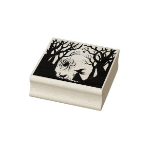 A Spider A Witch And A Woodland Cut-Out Rubber Stamp