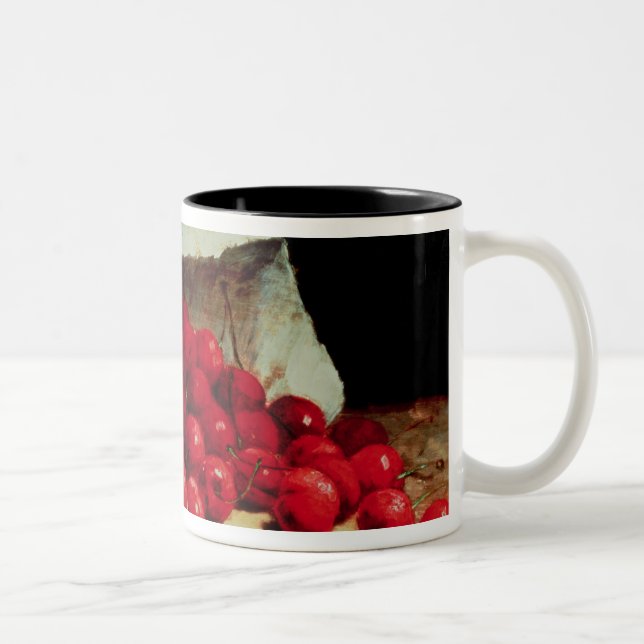 A spilled bag of cherries Two-Tone coffee mug (Right)