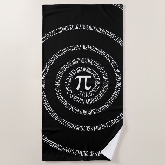 A Spiral of Pi Graphic on a Beach Towel (Front)