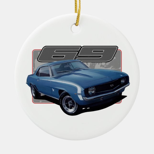 A Splash of Blue Camaro Ceramic Ornament (Front)