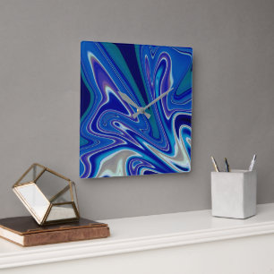 A Splash of Blue Square Wall Clock
