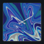 A Splash of Blue  Square Wall Clock<br><div class="desc">Blue,  white,  and teal abstract  representing  a splash of water</div>
