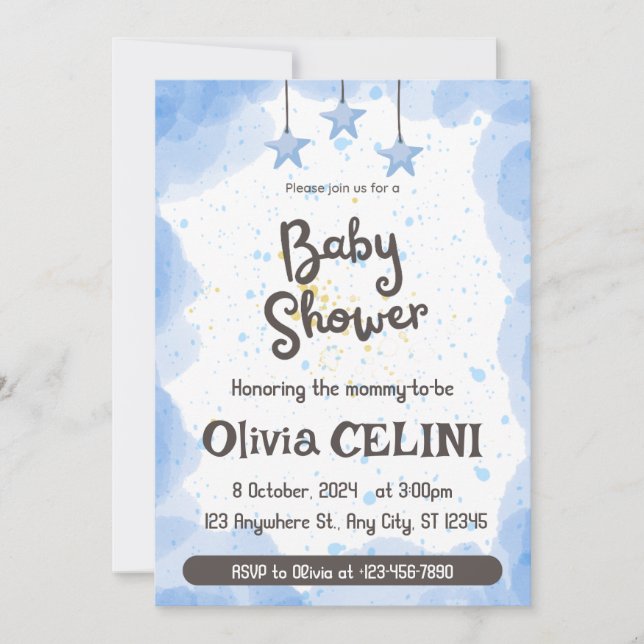 A Splash of Joy: Watercolor Baby Shower Invitation (Front)