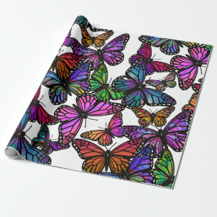 A Splash of Rainbow Butterflies Wrapping Paper