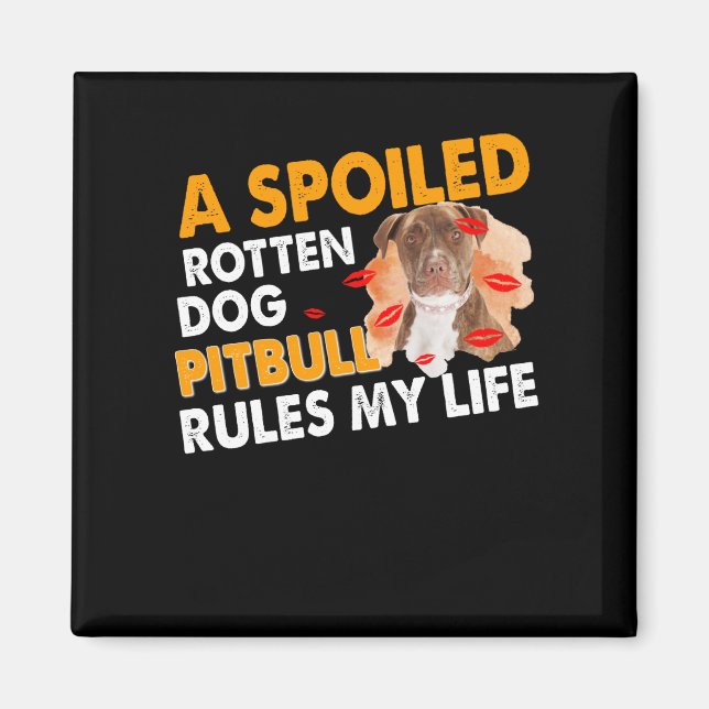 A spoiled red dog Pitbull rules my life Magnet (Front)