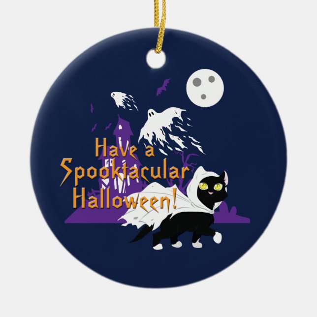 A Spooktacular Halloween Ceramic Tree Decoration (Front)
