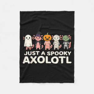 A Spooky Axolotl Halloween Costume Cartoon Design Fleece Blanket