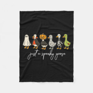A Spooky Goose Halloween Silly Goose Funny Fleece Blanket