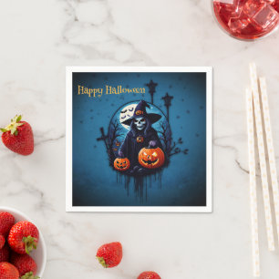 A spooky Halloween scene Napkin