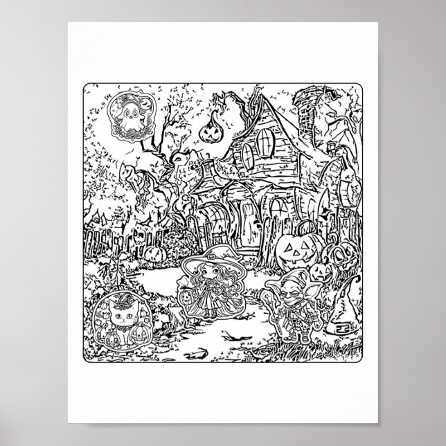 A Spooky Halloween Scene Poster (Front)