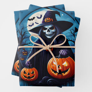A spooky Halloween scene Wrapping Paper Sheet