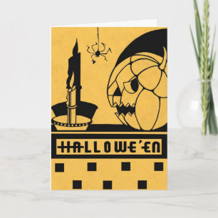 "A SPOOKY NIGHT SHOW" VINTAGE HALLOWEEN GREETING CARD