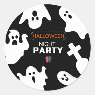 A Spooky Night with Ghosts – Halloween Invitation Classic Round Sticker