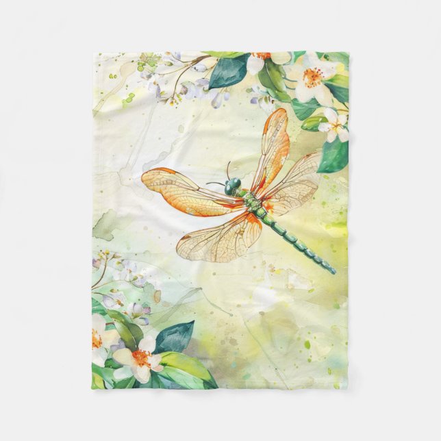 A Spring Dragonfly Fleece Blanket (Front)