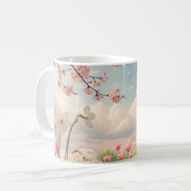 A Spring Floral Background Coffee Mug (Front Left)