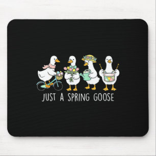 A spring goose floral silly goose happy easter day mouse pad