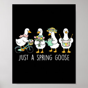 A spring goose floral silly goose happy easter day poster