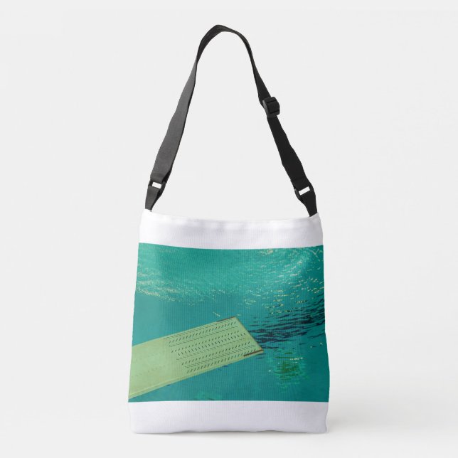 a springboard to dive into the pool crossbody bag (Back)