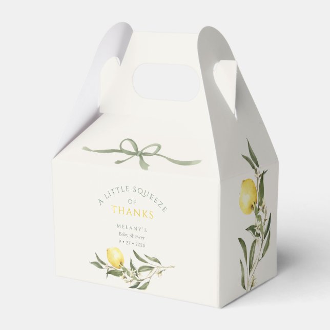 A Squeeze of Thanks Lemon Citrus Baby Shower Favour Box (Front Side)