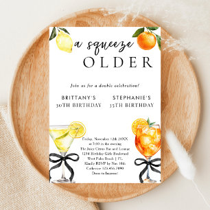 A Squeeze Older Martini Aperol Double Birthday Invitation