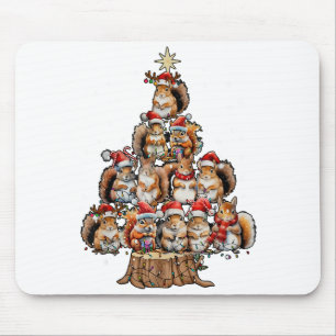 A Squirrel Christmas Tree Lights Forest Animal Lov Mouse Pad