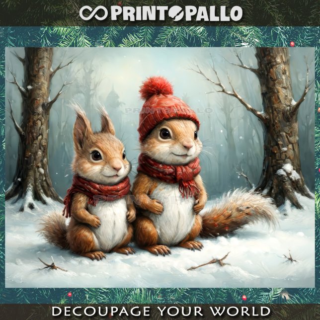 A squirrel family in Christmas time  Tissue Paper (Creator Uploaded)