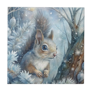 A Squirrel in Winter Ceramic Tile