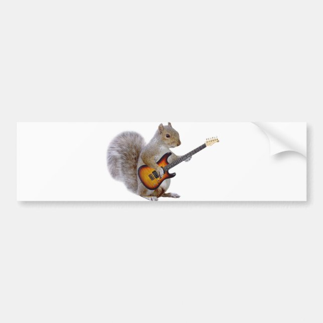 A Squirrel Playing Guitar Bumper Sticker (Front)
