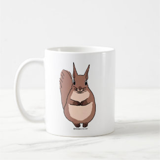 a squirrel standing just tightly in one's hand coffee mug
