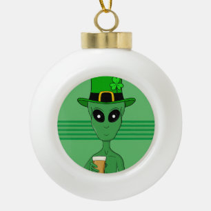 A St. Patrick's Alien Ceramic Ball Christmas Ornament