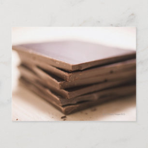 A stack of baker's chocolate ready to be chopped postcard