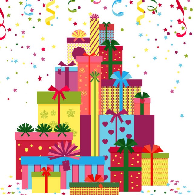 A Stack of Colourful Gift Boxes Large Gift Bag (A colorful gift bag filled with vibrant presents.  )