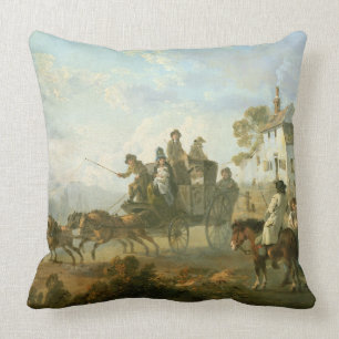 A Stage Coach on a Country Road, 1792 (oil on pane Cushion