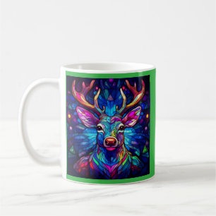 A Stained Glass Chrustmas Reindeer Coffee Mug