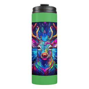 A Stained Glass Chrustmas Reindeer Thermal Tumbler