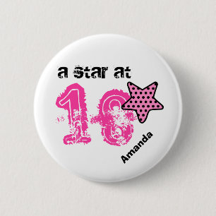 A Star at 18 PINK DOTS Birthday Gift V04C 6 Cm Round Badge