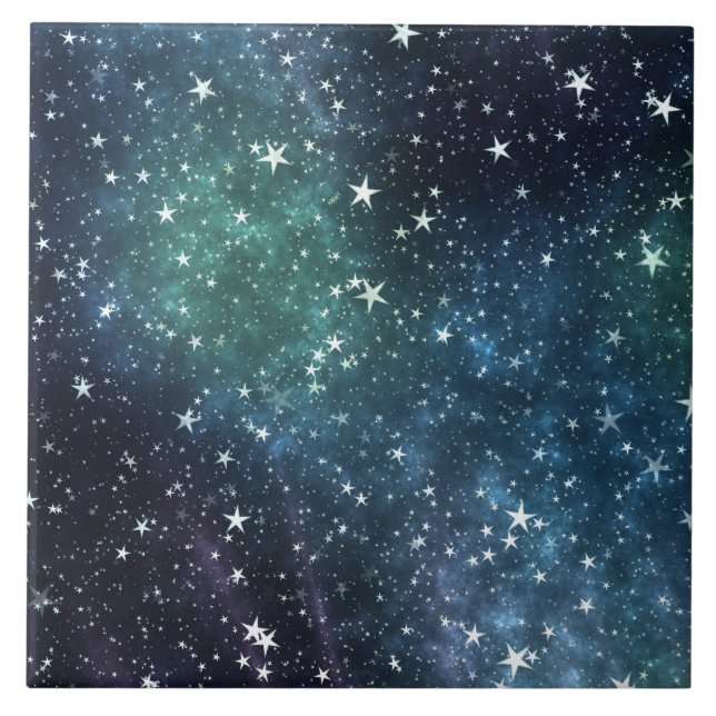 A Star Filled Night Ceramic Tile (Front)