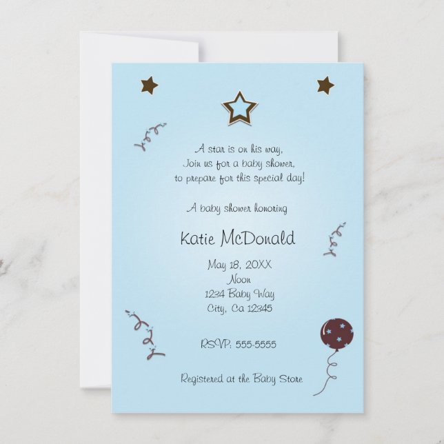 A star is born baby shower or birthday invitation (Front)