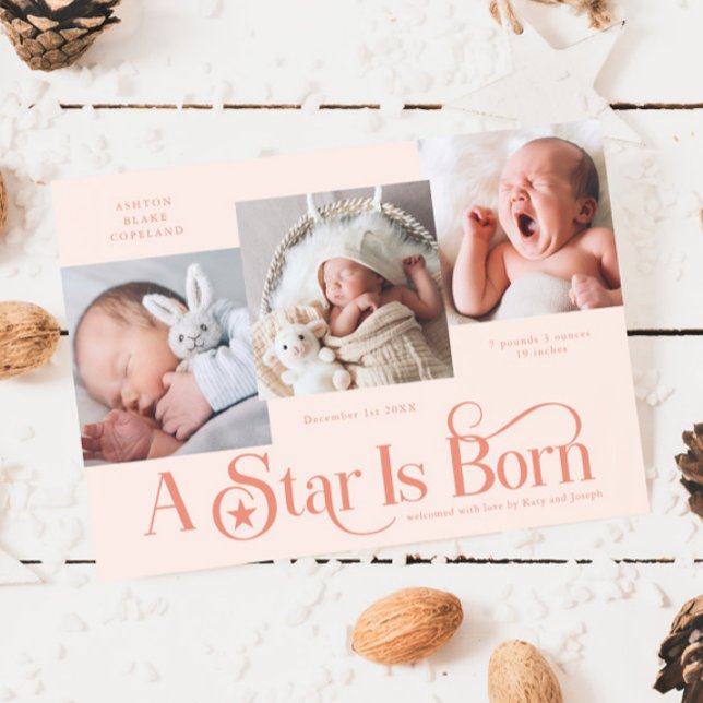 A Star Is Born Christmas Peach Birth Announcement (Creator Uploaded)