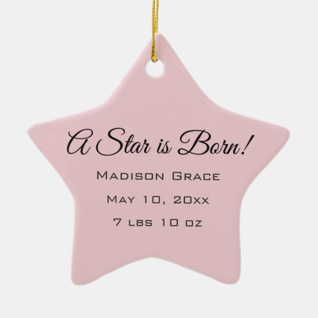 A Star is Born! Customised Photo/NameStar Ornament (Front)