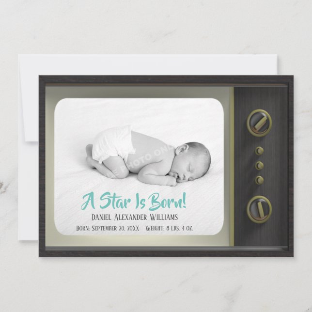 A Star Is Born TV Baby Birth Announcement Photo (Front)