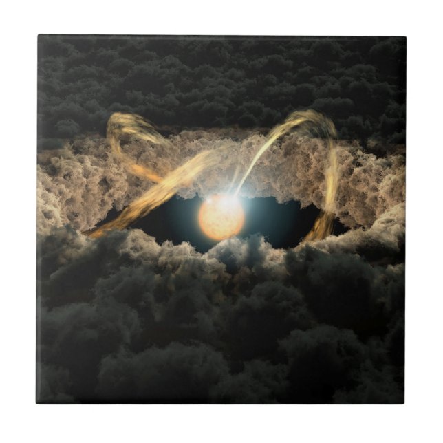 A Star Surrounded By A Protoplanetary Disc Ceramic Tile (Front)