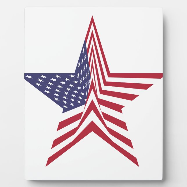 A Star With An American Flag Pattern Plaque (Front)