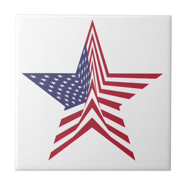 A Star With An American Flag Pattern Tile (Front)